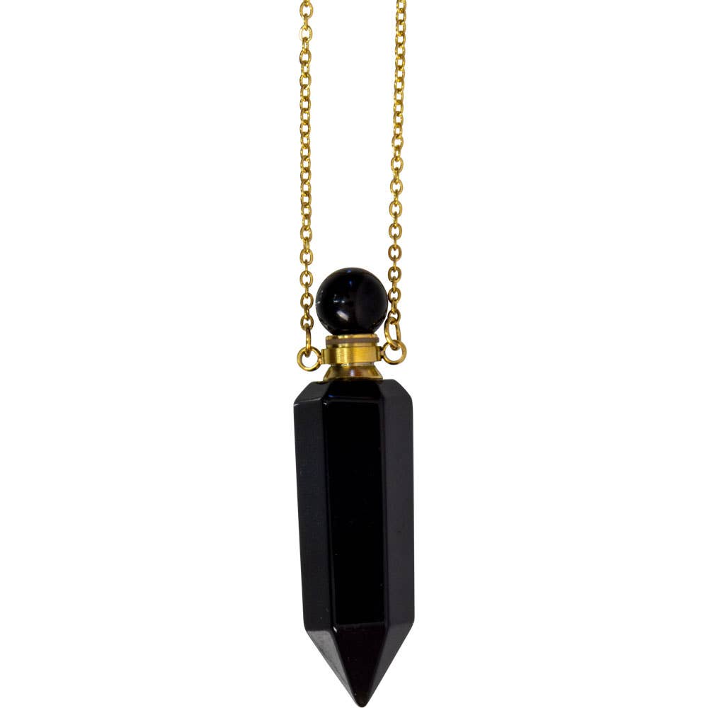 Gemstone Point Pendant Perfume Bottle Necklace