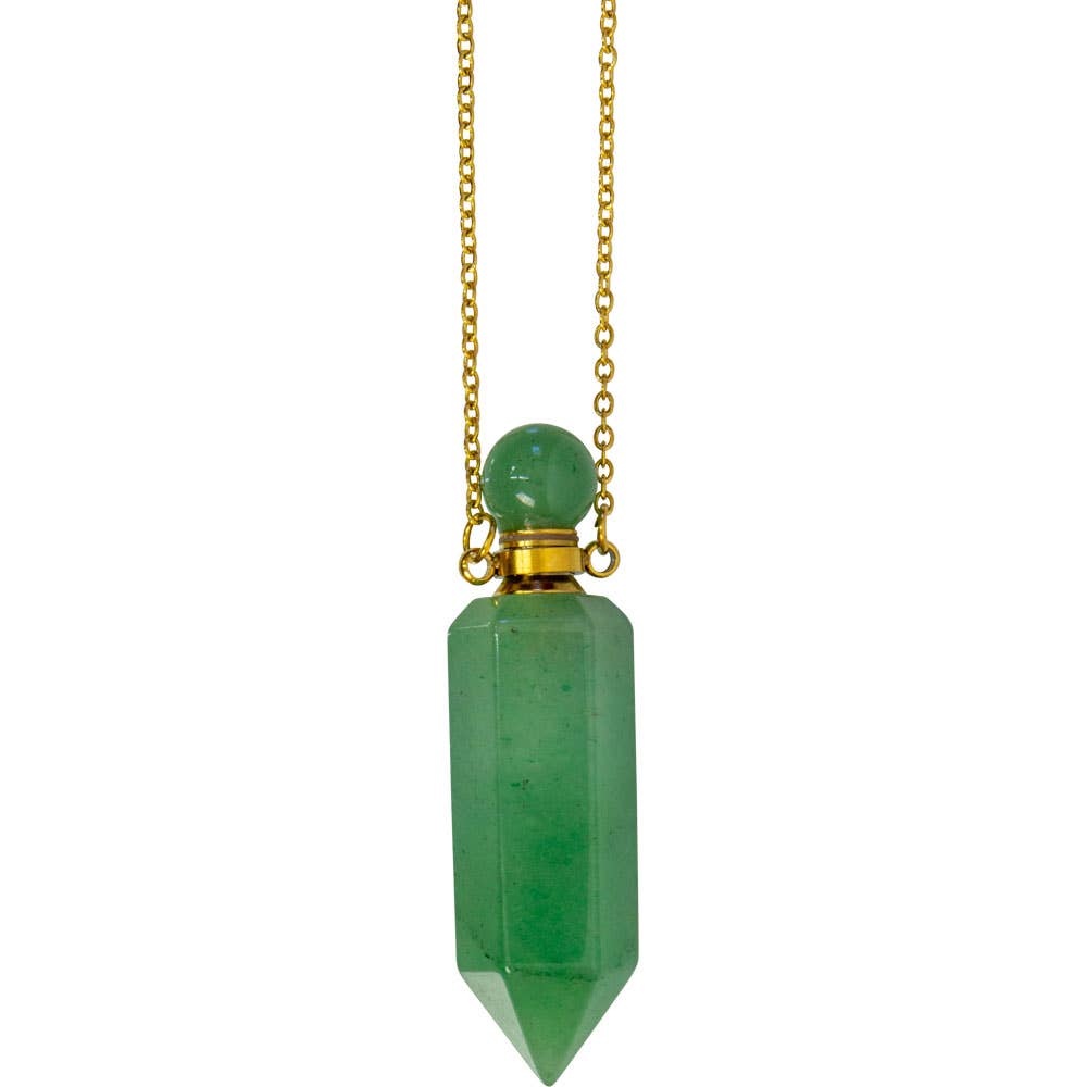 Gemstone Point Pendant Perfume Bottle Necklace