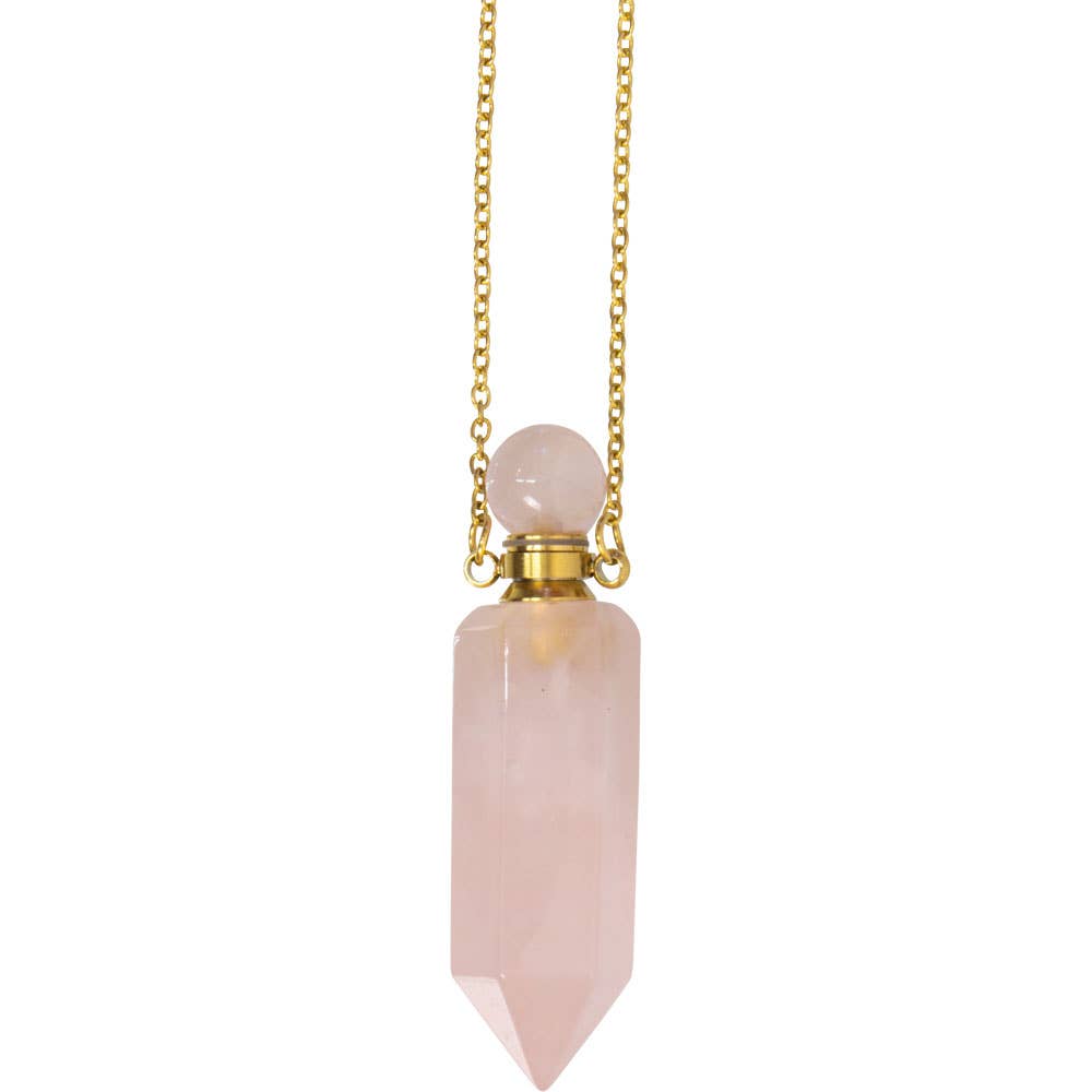 Gemstone Point Pendant Perfume Bottle Necklace