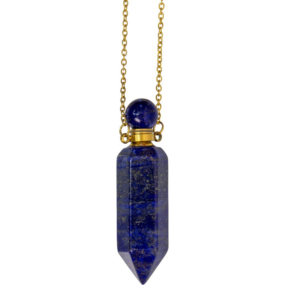 Gemstone Point Pendant Perfume Bottle Necklace